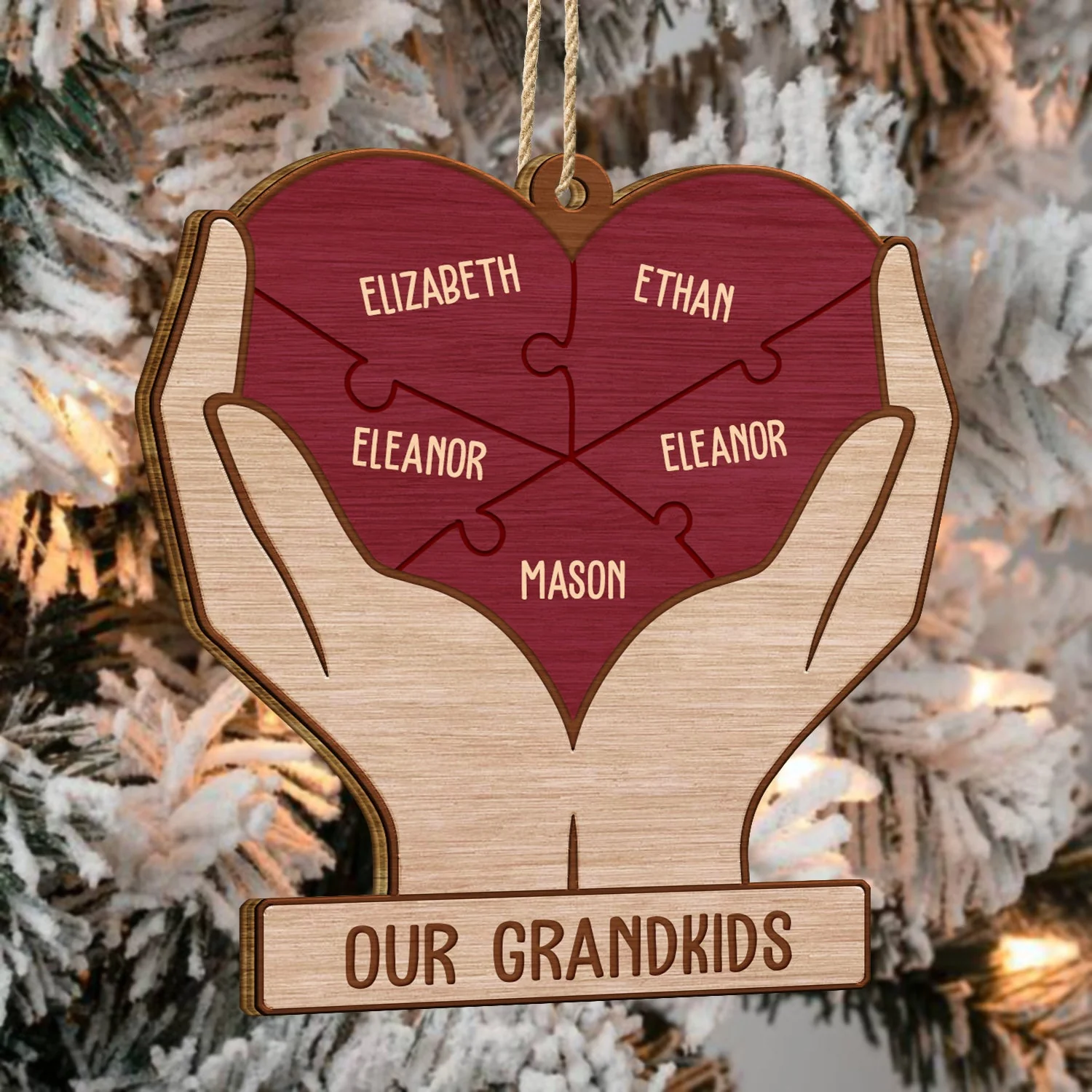 Heart Puzzle - Christmas Gifts For Family, Siblings - Personalized Custom Shaped Wooden Ornament - Image 4