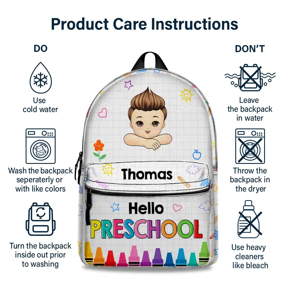 Hello School - Personalized Canvas Backpack - Image 6