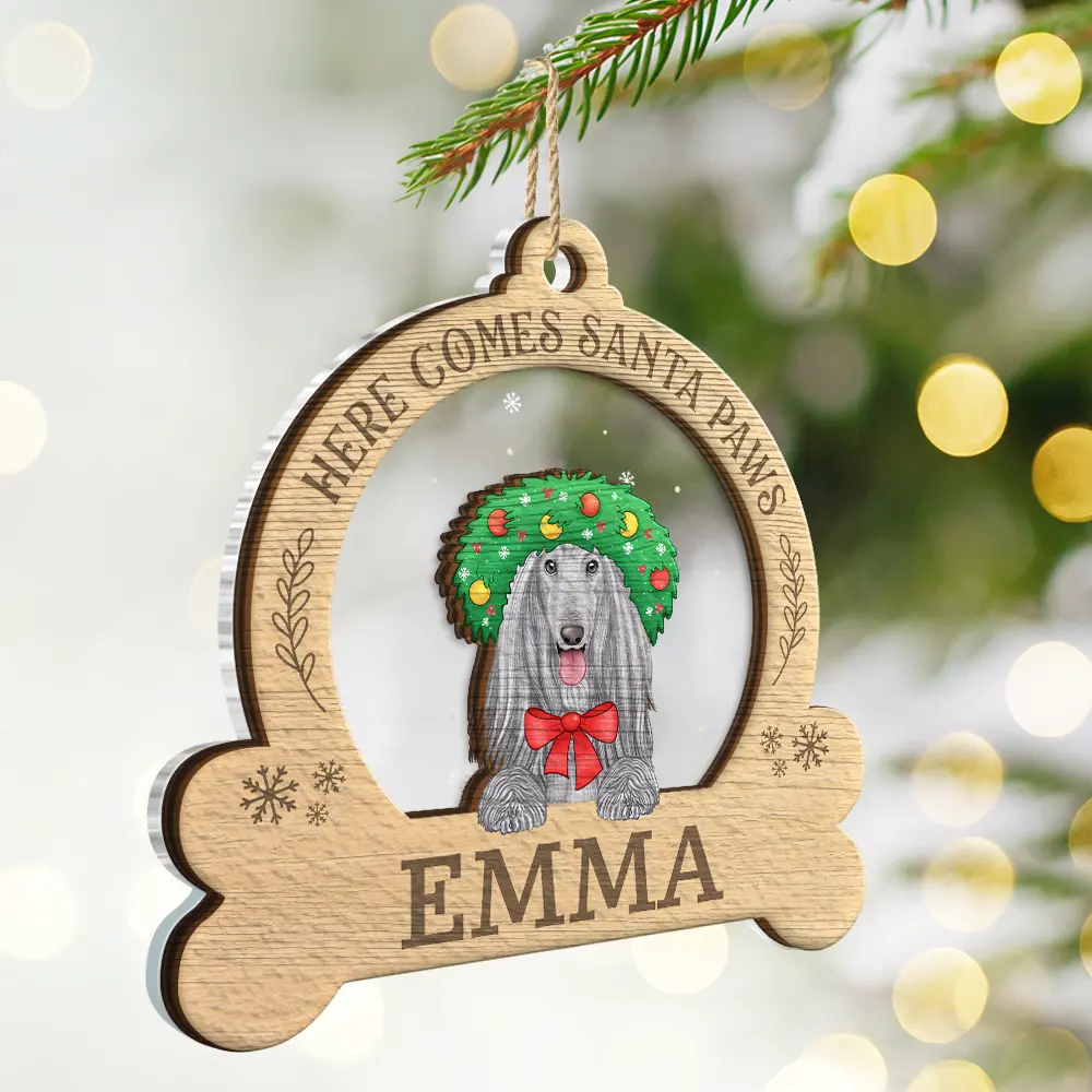 Here Come Santa Paws - Personalized 2-Layered Mix Ornament - Image 2