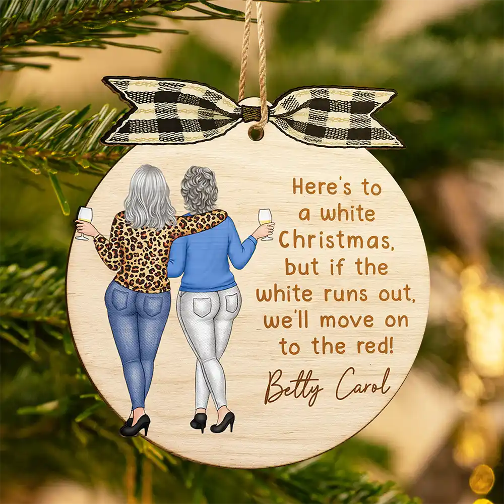 Here's To A White Christmas - Personalized Custom Shaped Wooden Ornament - Image 3