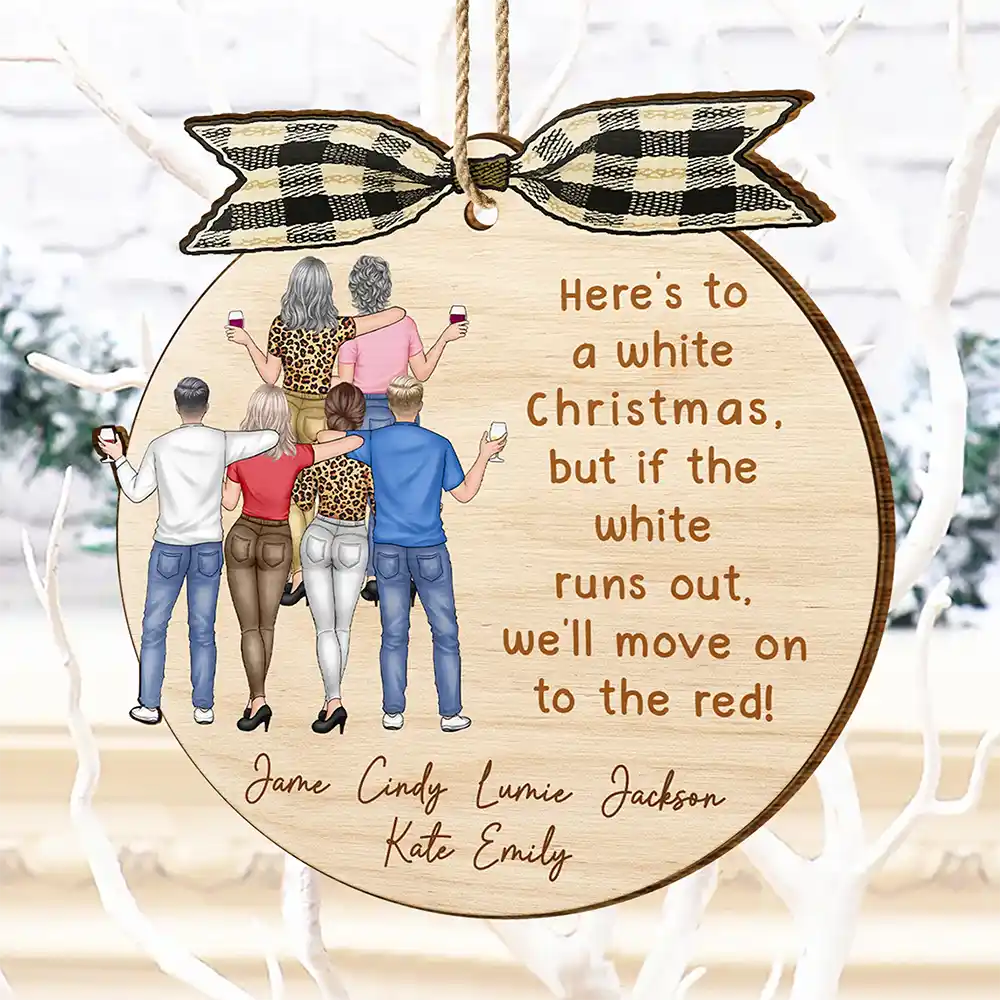 Here's To A White Christmas - Personalized Custom Shaped Wooden Ornament - Image 4