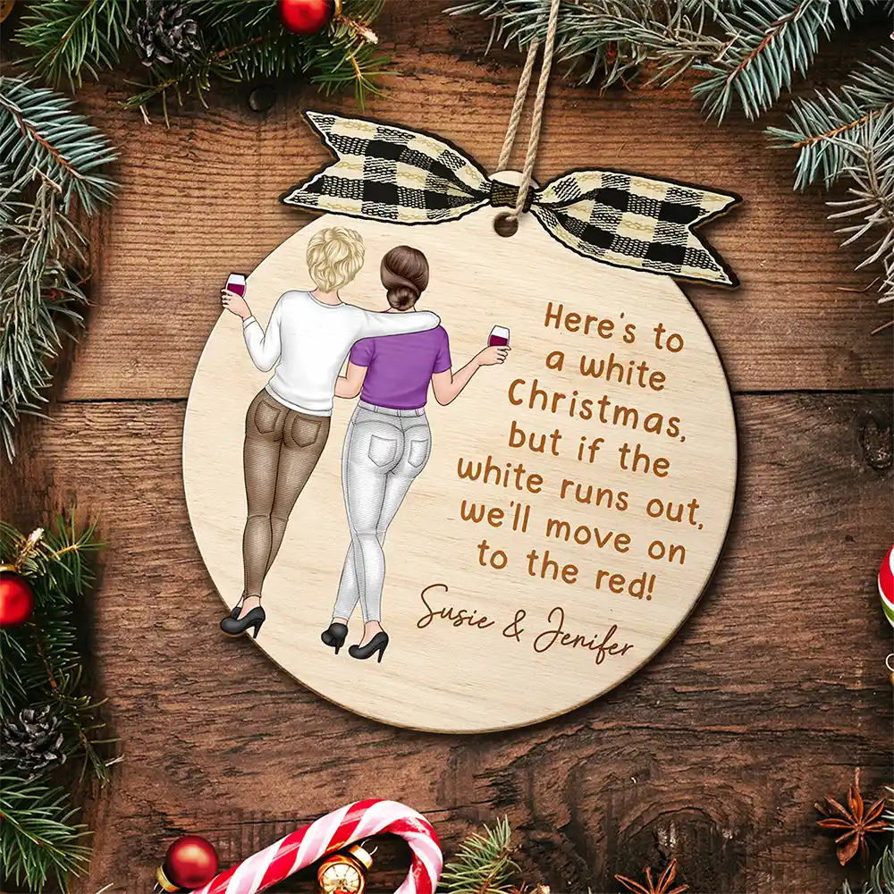 Here's To A White Christmas - Personalized Custom Shaped Wooden Ornament - Image 5