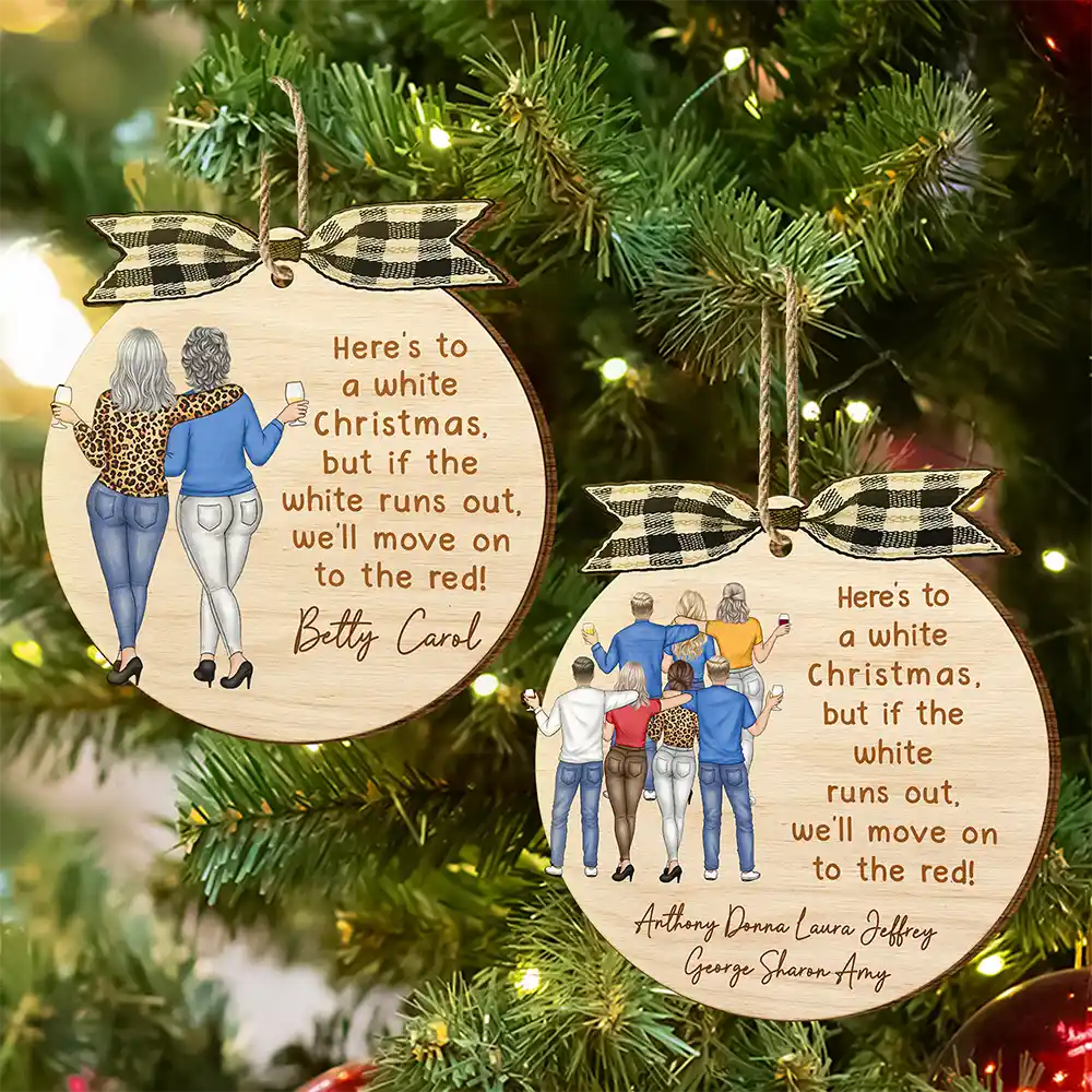 Here's To A White Christmas - Personalized Custom Shaped Wooden Ornament - Image 6