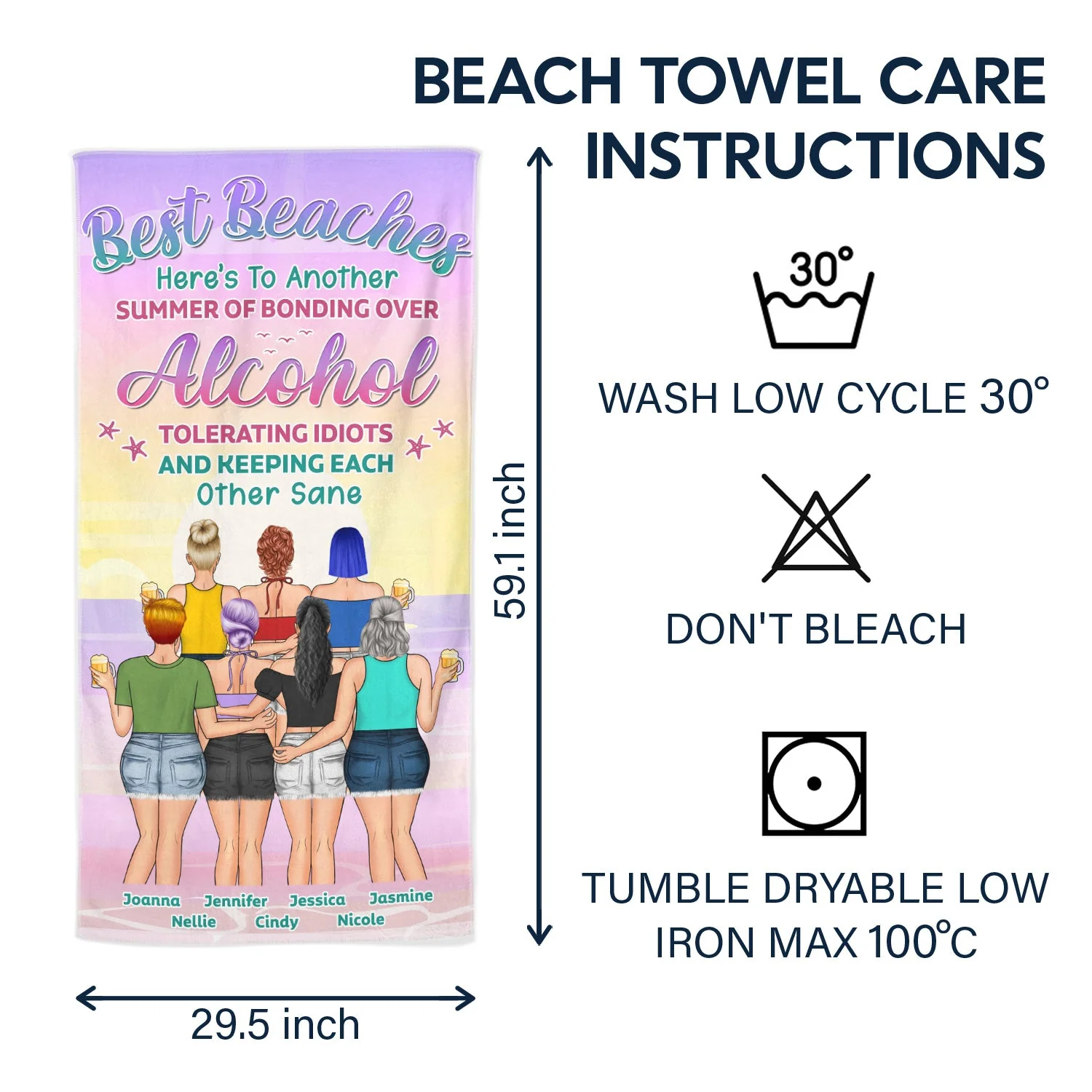Here's To Another Summer - Gift For Bestie - Personalized Custom Beach Towel - Image 6