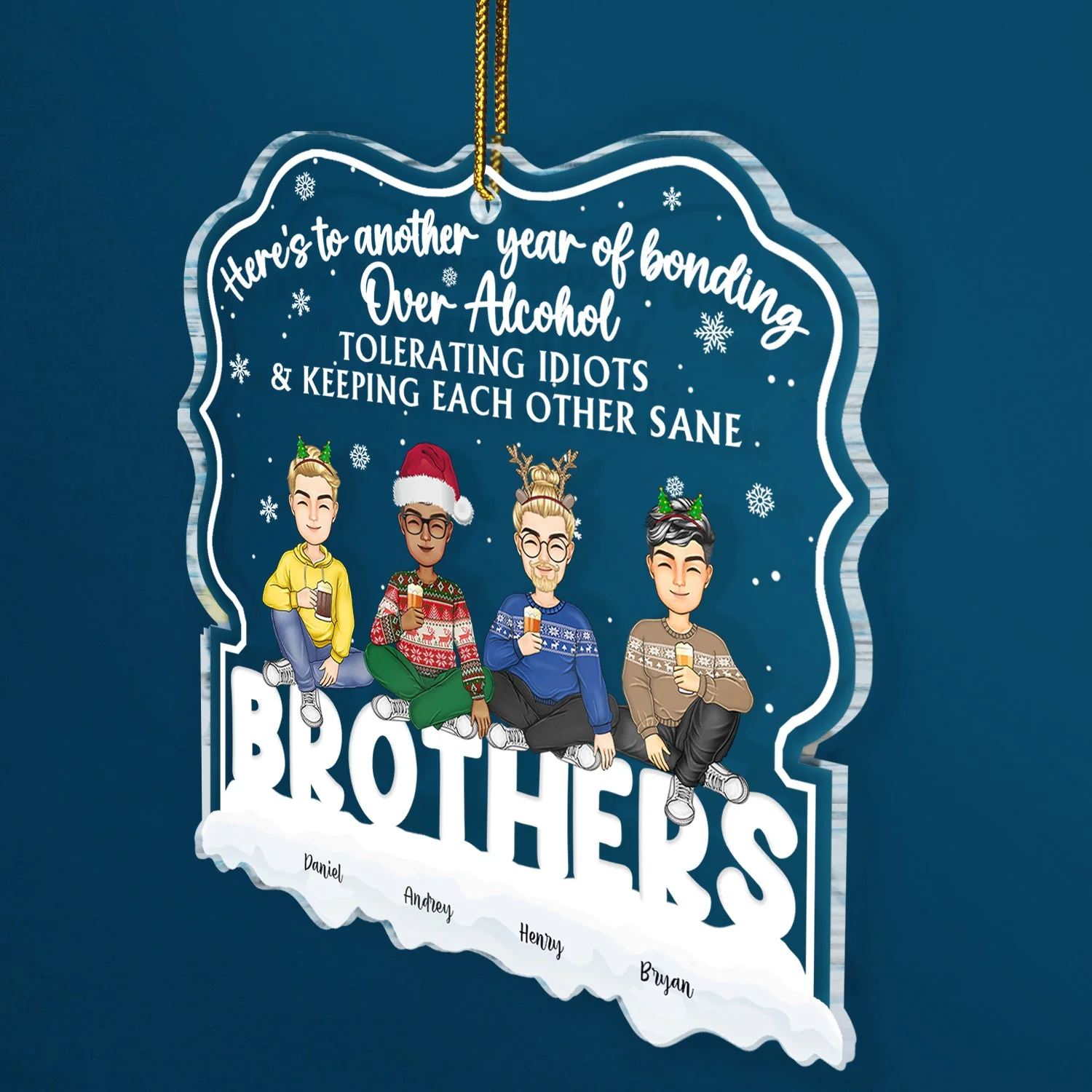 Here's To Another Year - Christmas Gift For Besties - Personalized Custom Shaped Acrylic Ornament - Image 2
