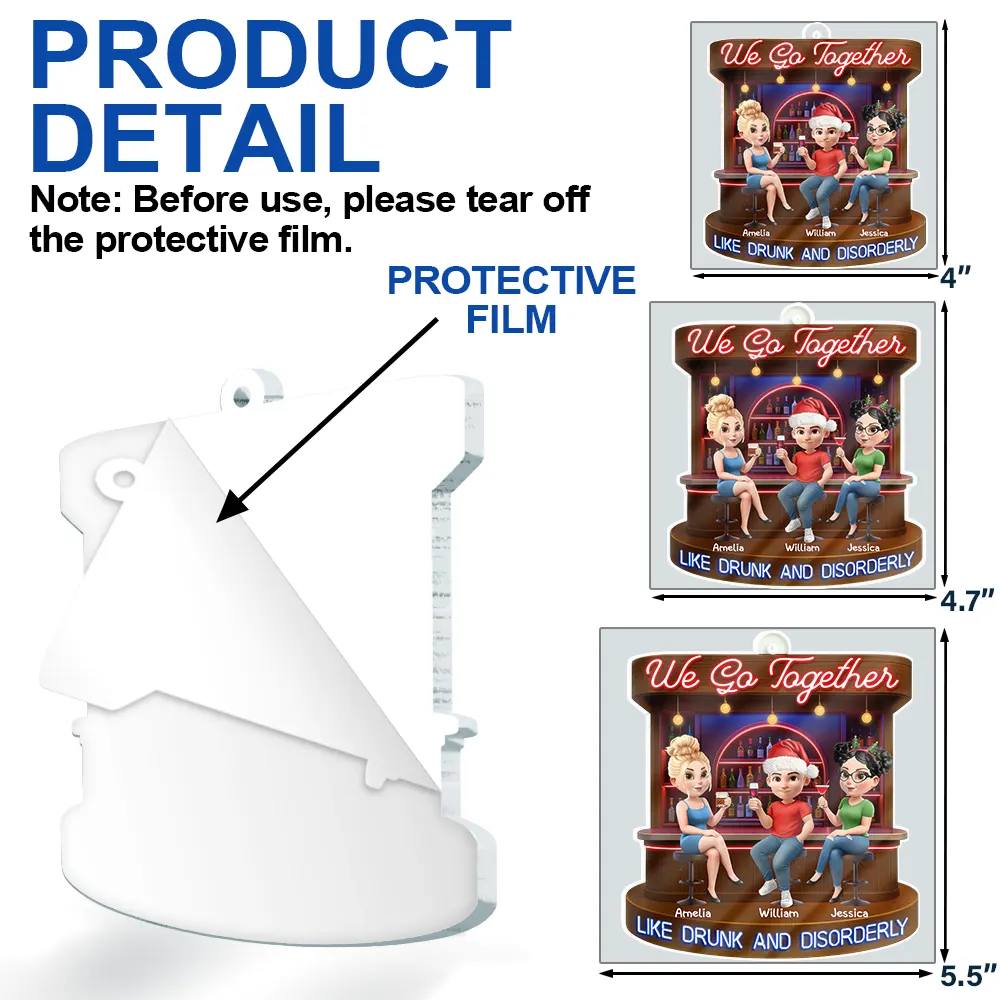Here's To Another Year Of Bonding Over Alcohol 3D Bestie - Personalized Custom Shaped Acrylic Ornament - Image 6