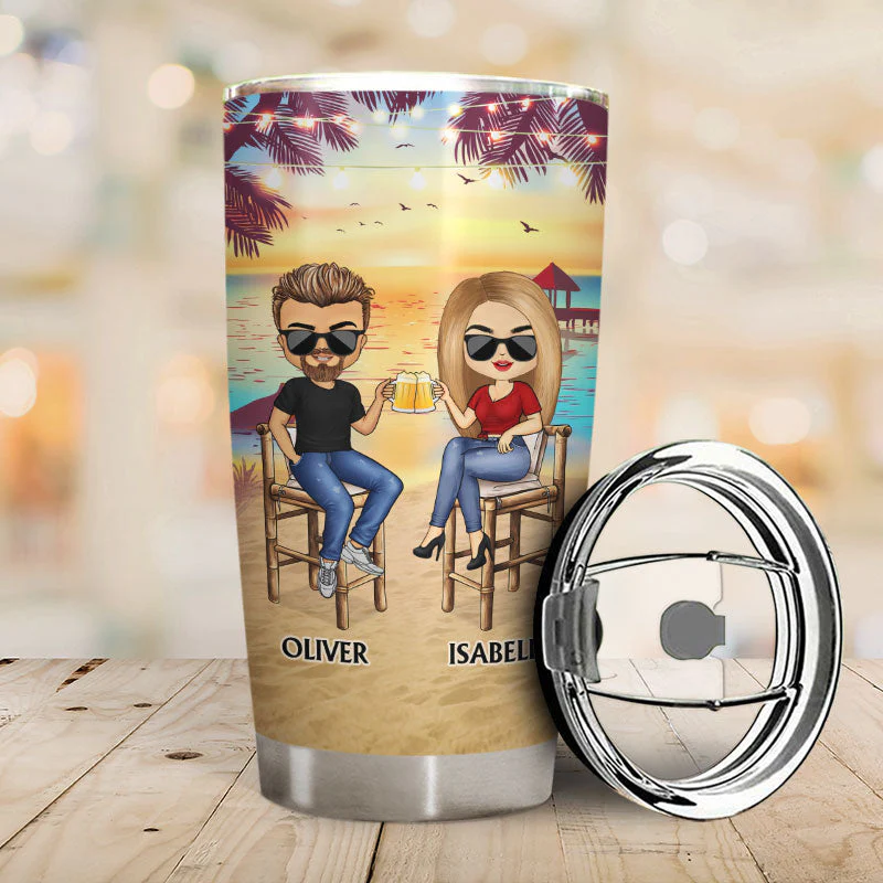 Here's To Another Year Of Bonding Over Alcohol Beach Besties - Gift For Friends - Personalized Custom Tumbler - Image 2