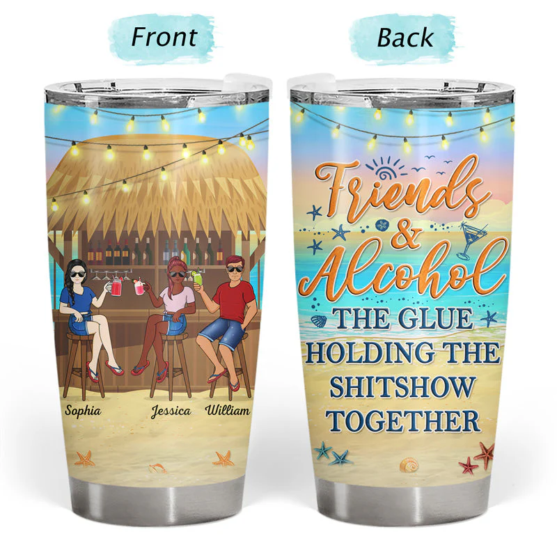 Here's To Another Year Of Bonding Over Alcohol Beach Sea Summer Vacation Best Friends - Bestie BFF Gift - Personalized Custom Tumbler - Image 3