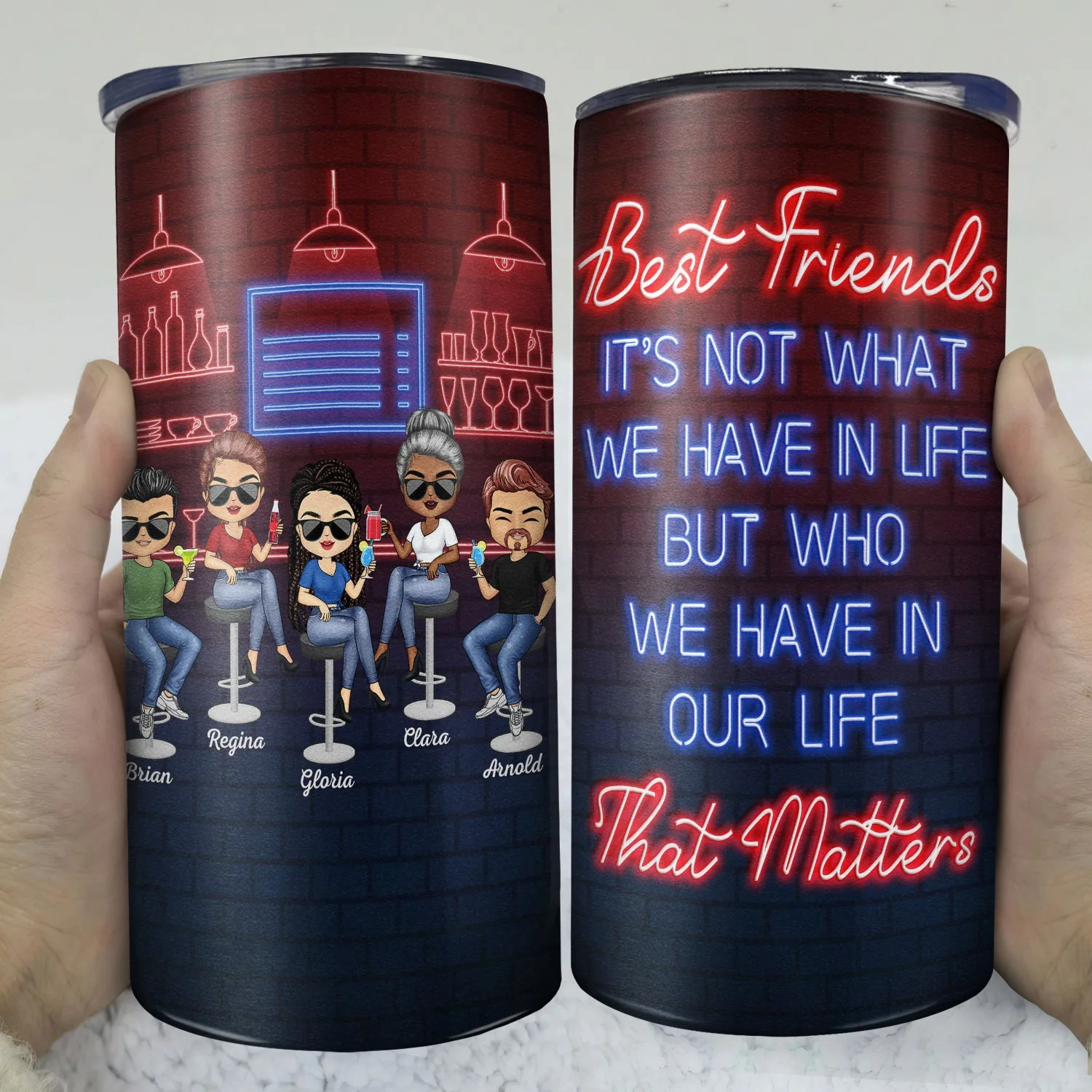 Here's To Another Year Of Bonding Over Alcohol Best Friends - Bestie BFF Gift - Personalized Custom 4 In 1 Can Cooler Tumbler - Image 3