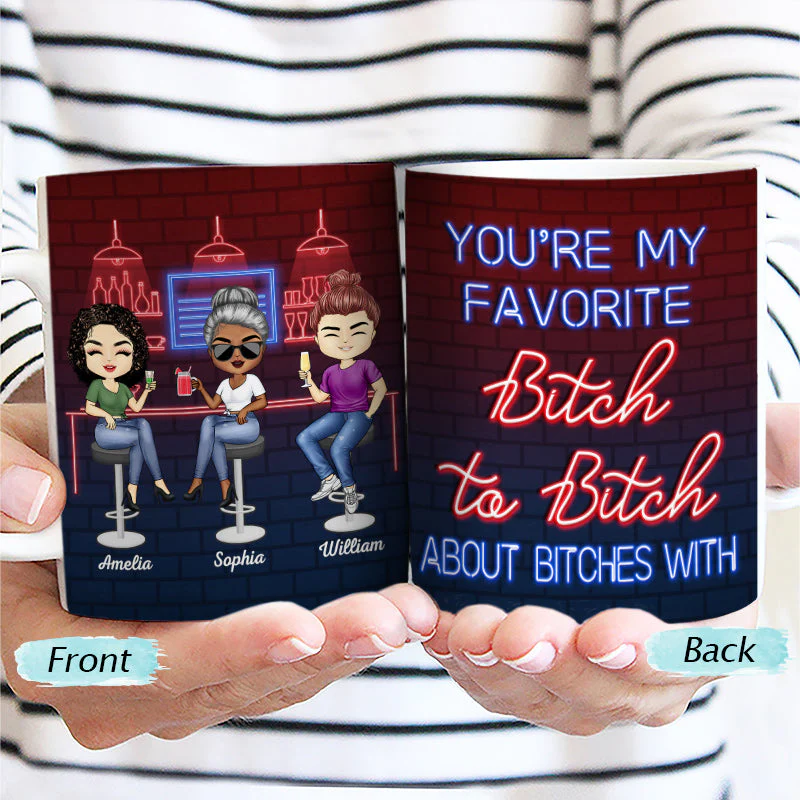 Here's To Another Year Of Bonding Over Alcohol Best Friends - Bestie BFF Gift - Personalized Custom White Edge-to-Edge Mug - Image 2