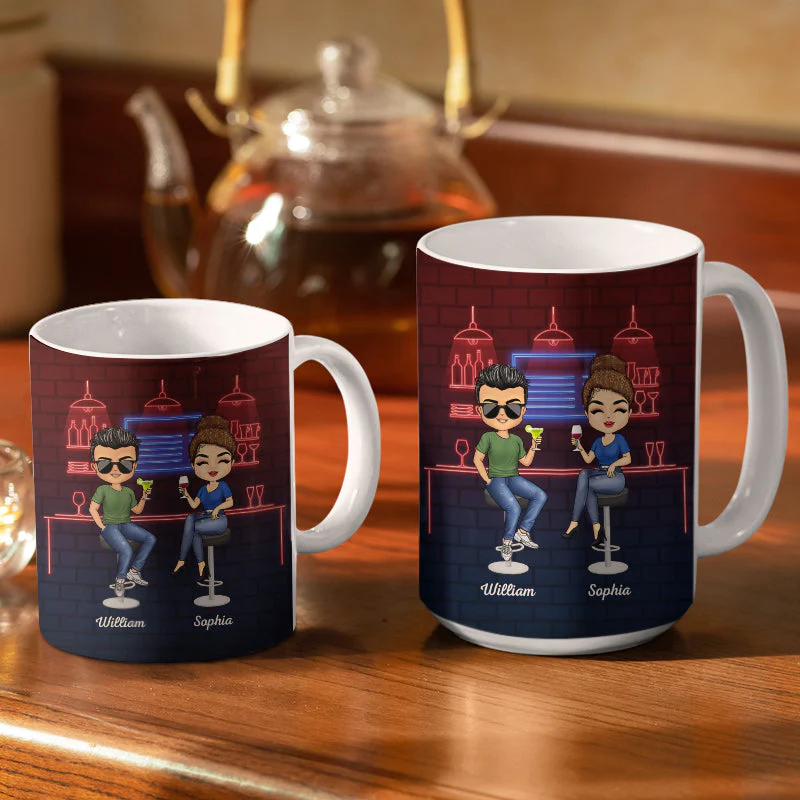 Here's To Another Year Of Bonding Over Alcohol Best Friends - Bestie BFF Gift - Personalized Custom White Edge-to-Edge Mug - Image 3