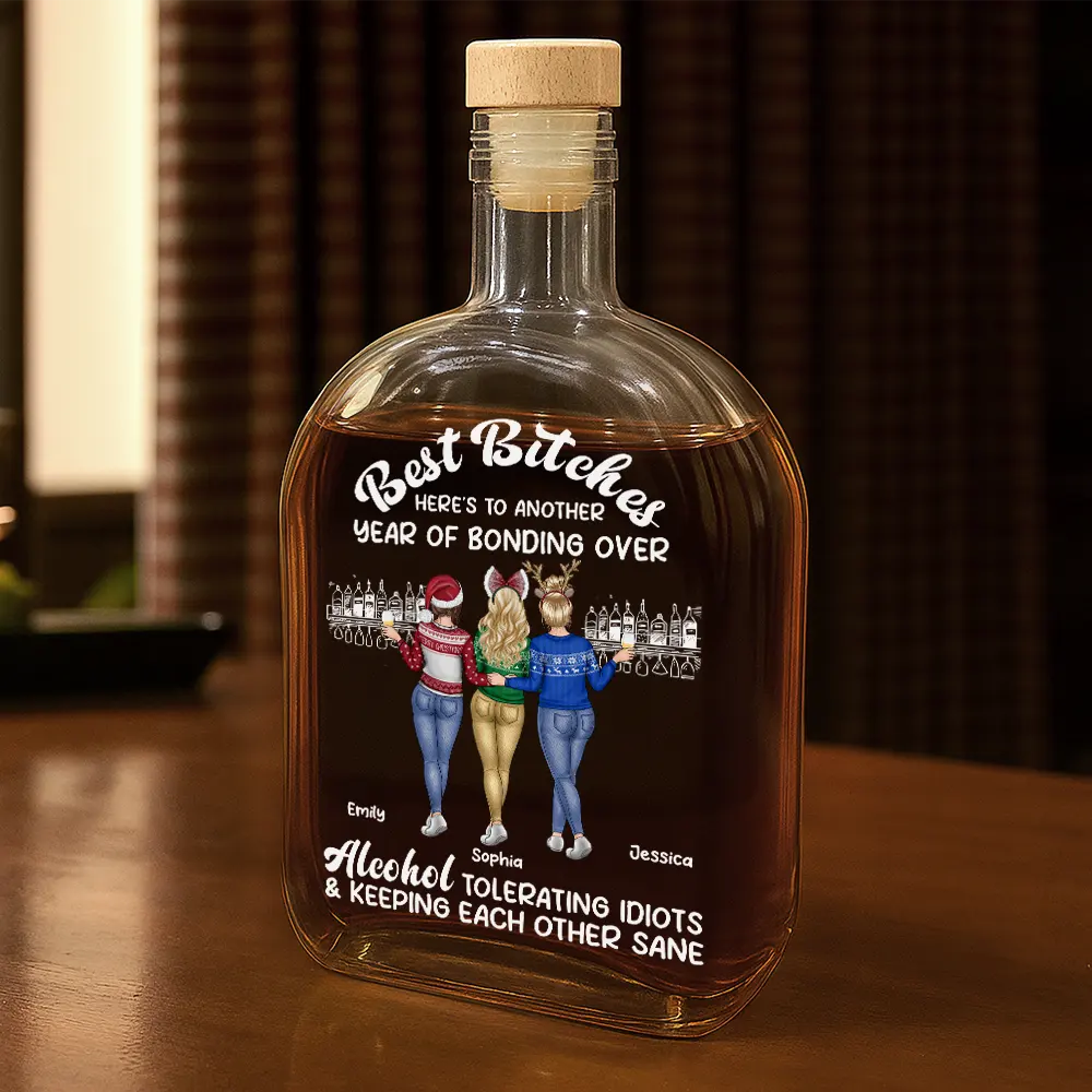 Here's To Another Year Of Bonding Over Alcohol Best Friends - Personalized Whiskey Bottle - Image 2