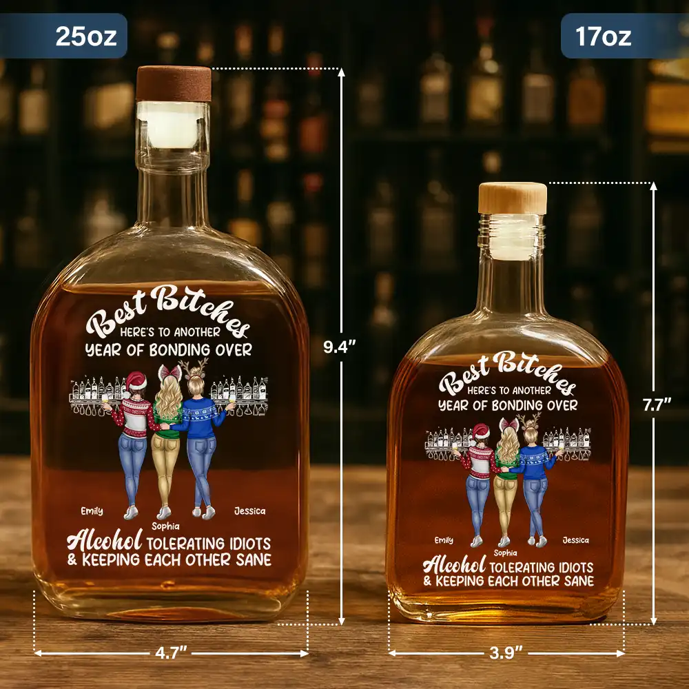 Here's To Another Year Of Bonding Over Alcohol Best Friends - Personalized Whiskey Bottle - Image 5