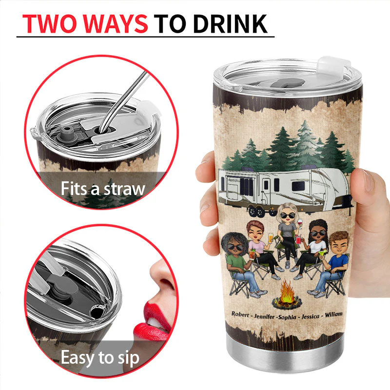 Here's To Another Year Of Bonding Over Alcohol Camping Best Friends - Bestie BFF Gift - Personalized Custom Tumbler - Image 4
