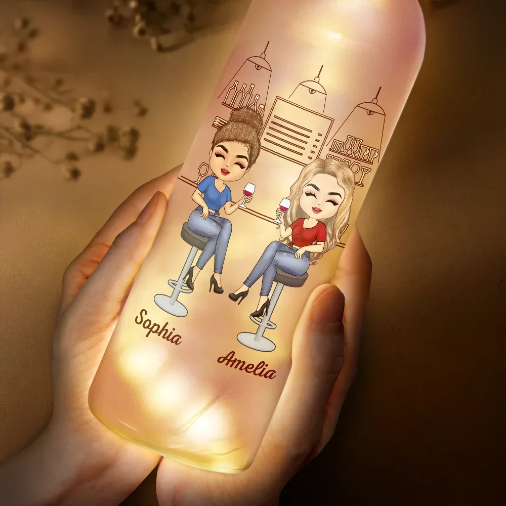Heres To Another Year Of Bonding Over Alcohol Chibi Bestie - Personalized Bottle Light - Image 3