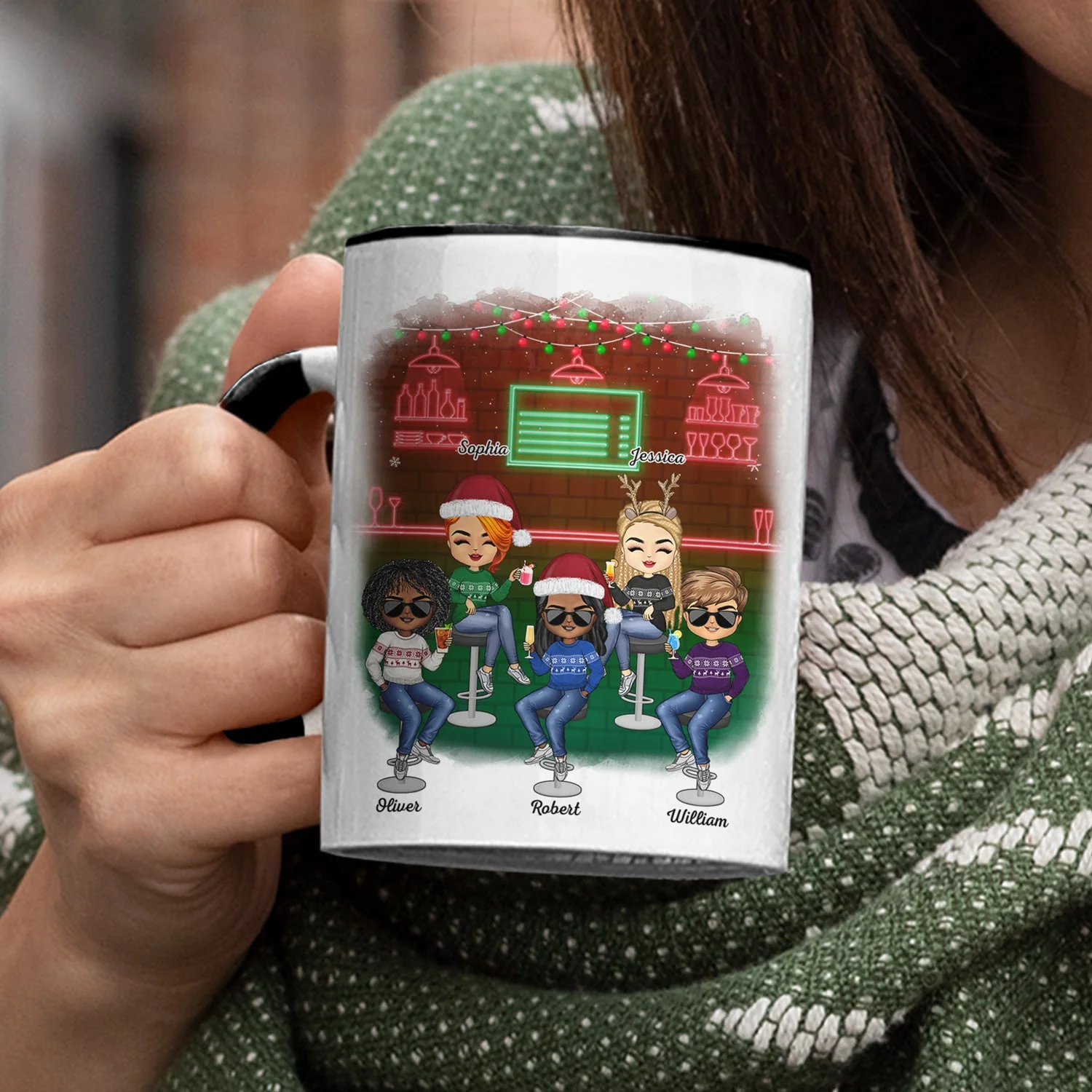 Here's To Another Year Of Bonding Over Alcohol Christmas Best Friends - Bestie BFF Gift - Personalized Custom Accent Mug - Image 3