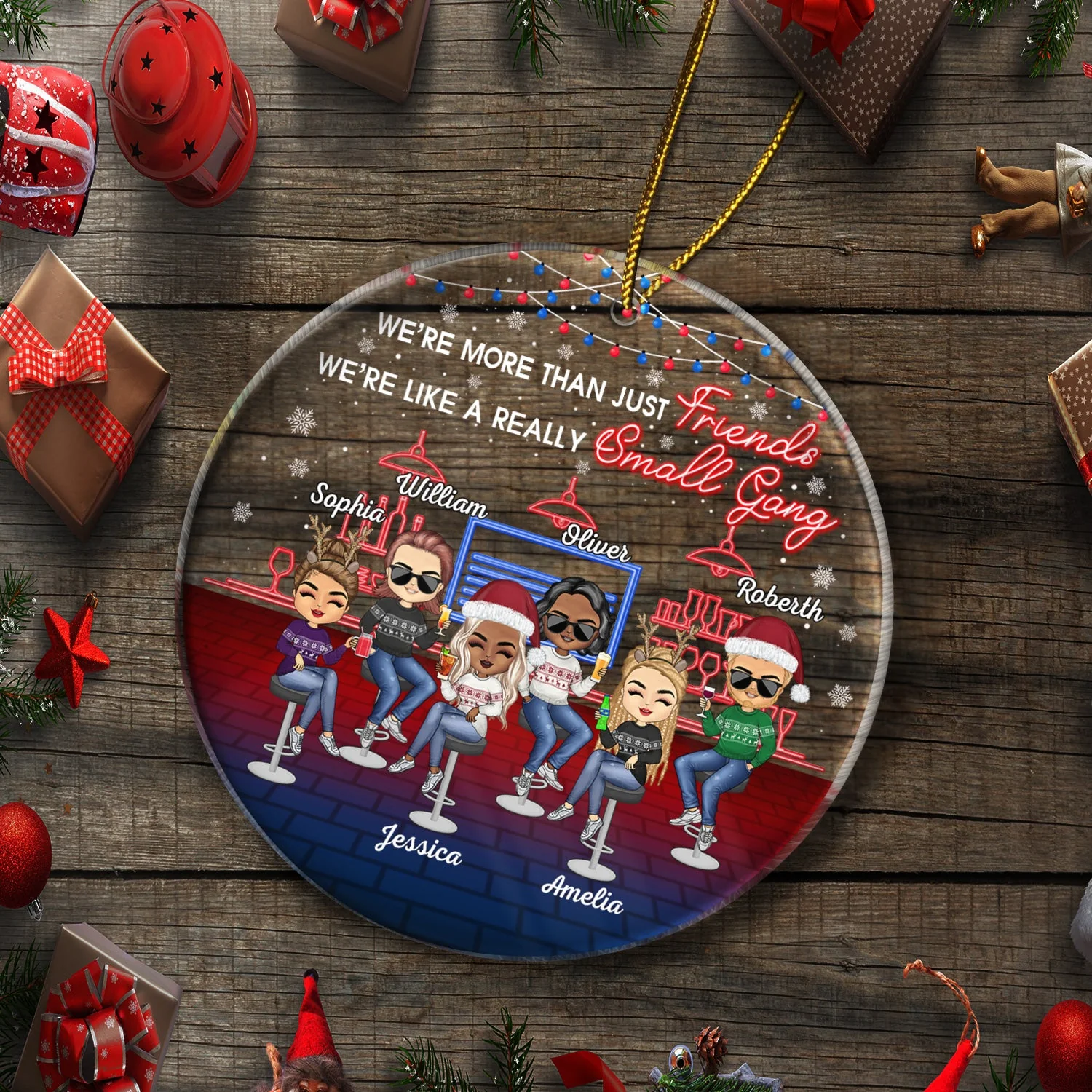 Here's To Another Year Of Bonding Over Alcohol Christmas Best Friends - Bestie BFF Gift - Personalized Custom Circle Acrylic Ornament - Image 5