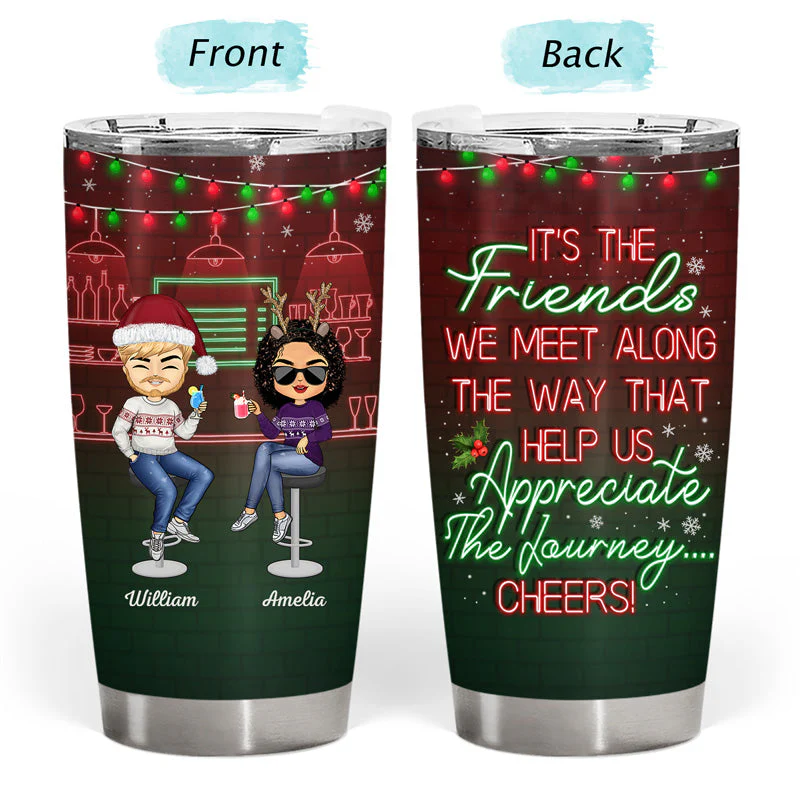 Here's To Another Year Of Bonding Over Alcohol Christmas Best Friends - Bestie BFF Gift - Personalized Custom Tumbler - Image 3