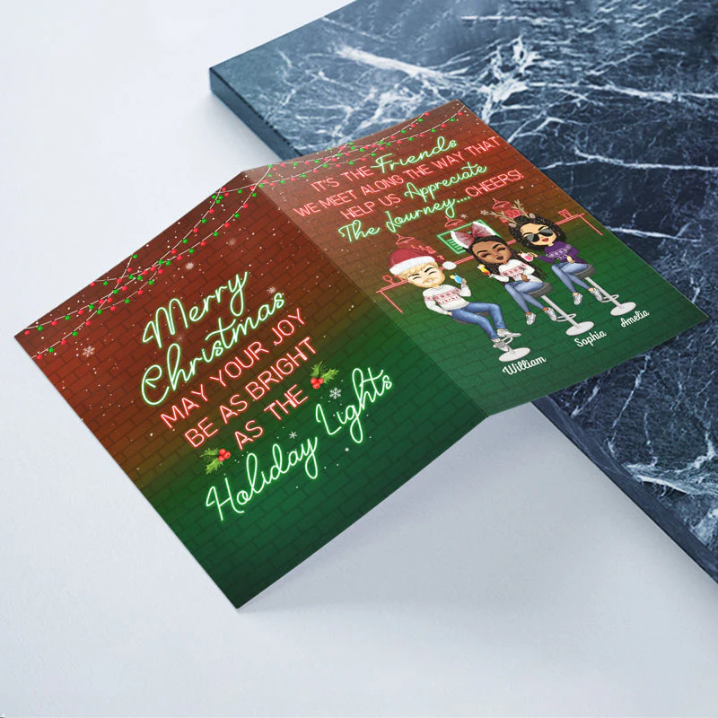 Here's To Another Year Of Bonding Over Alcohol Christmas Best Friends - Christmas Gift For Besties - Personalized Custom Folded Greeting Card - Image 2