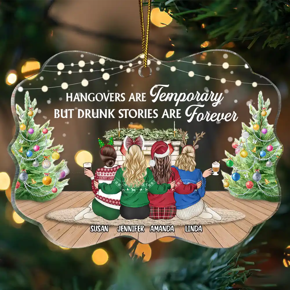 Here's To Another Year Of Bonding Over Alcohol Christmas Best Friends - Personalized Medallion Acrylic Ornament - Image 3
