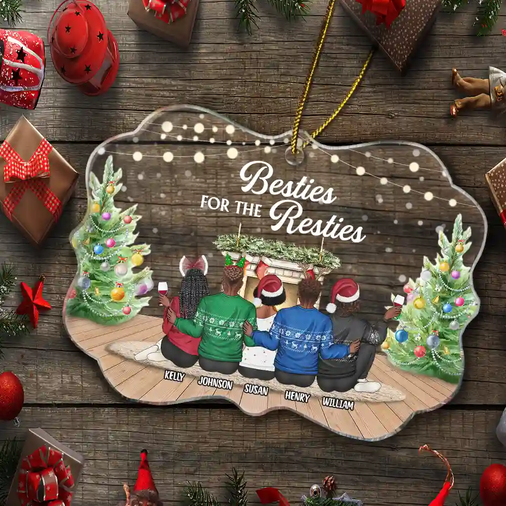 Here's To Another Year Of Bonding Over Alcohol Christmas Best Friends - Personalized Medallion Acrylic Ornament - Image 5