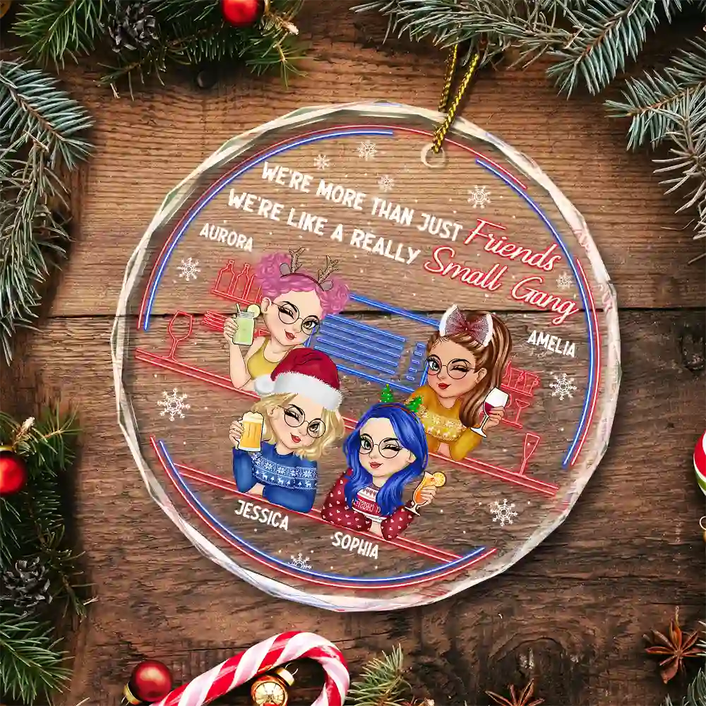 Here's To Another Year Of Bonding Over Alcohol Christmas Bestie - Personalized Circle Glass Ornament - Image 5