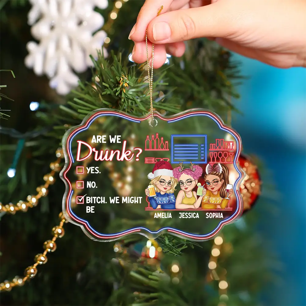 Here's To Another Year Of Bonding Over Alcohol Christmas Bestie - Personalized Medallion Acrylic Ornament - Image 4