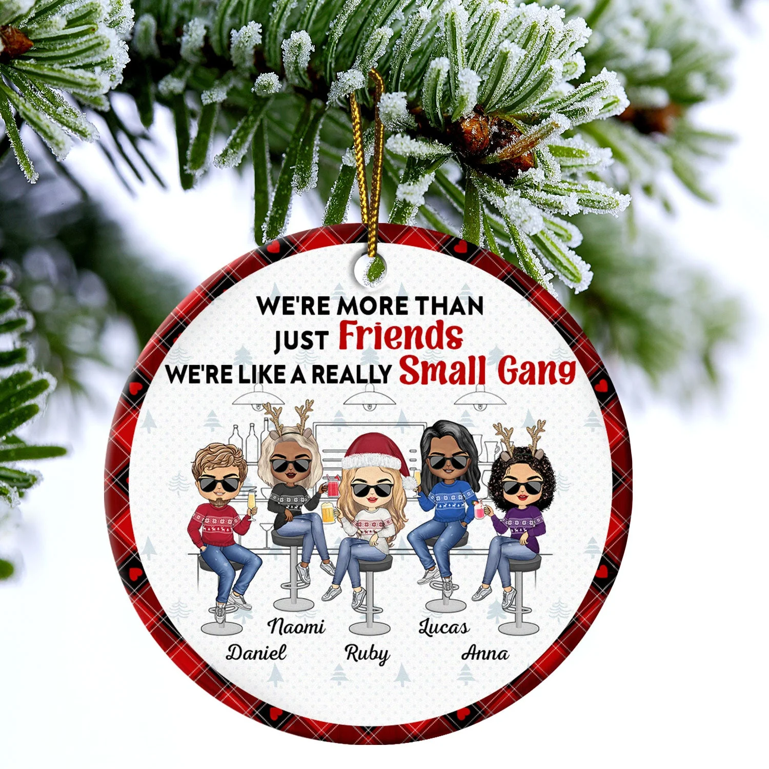 Here's To Another Year Of Bonding Over Alcohol - Christmas Gifts For Besties - Personalized Circle Ceramic Ornament - Image 4