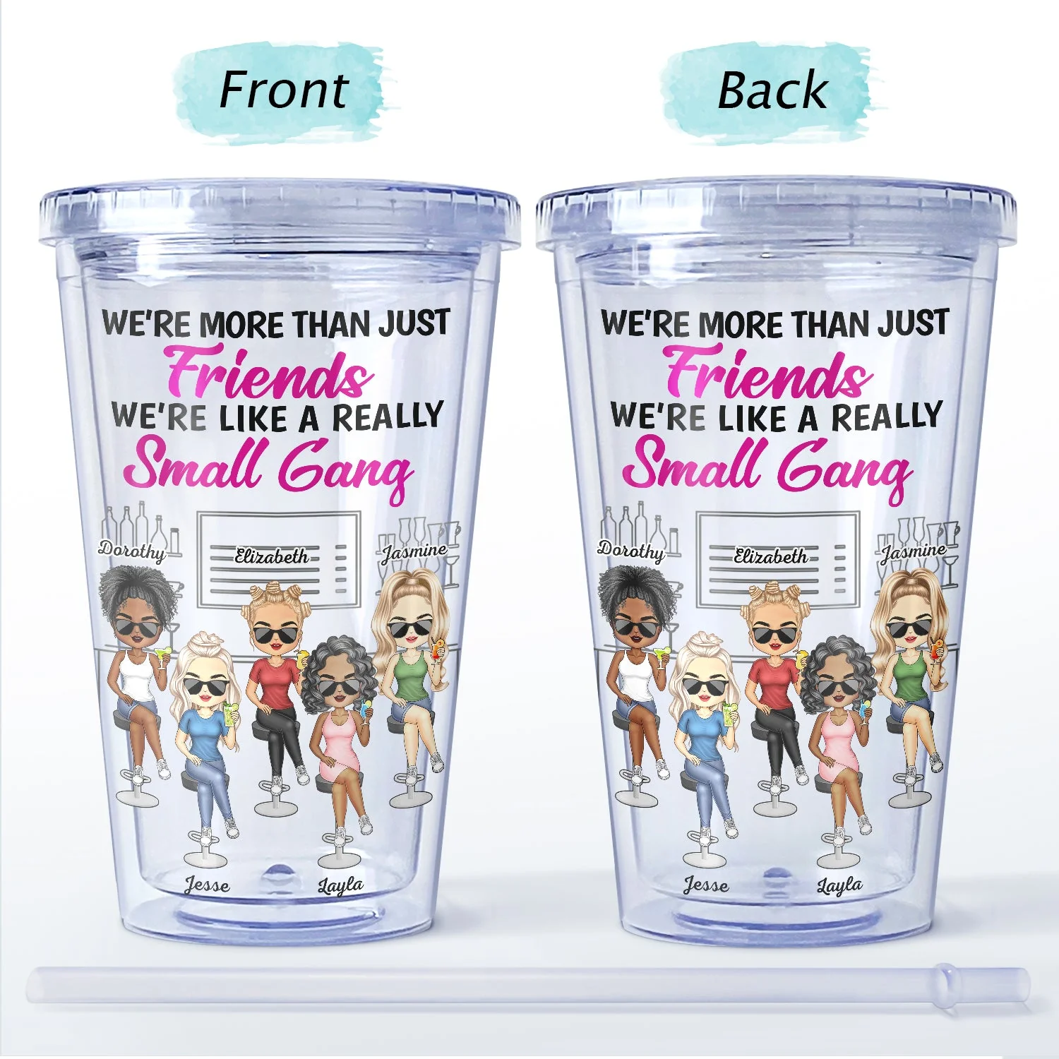 Here's To Another Year Of Bonding Over Alcohol - Funny, Anniversary, Birthday Gifts For Besties, BFF, Best Friends - Personalized Acrylic Insulated Tumbler With Straw - Image 4