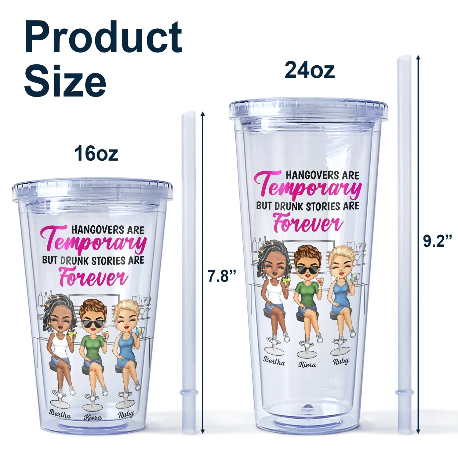 Here's To Another Year Of Bonding Over Alcohol - Funny, Anniversary, Birthday Gifts For Besties, BFF, Best Friends - Personalized Acrylic Insulated Tumbler With Straw - Image 5