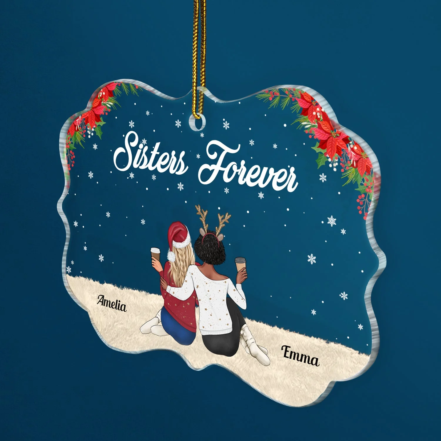 Here's To Another Year Of Bonding Over Alcohol - Gift For Bestie, Sister, Women - Personalized Medallion Acrylic Ornament - Image 2