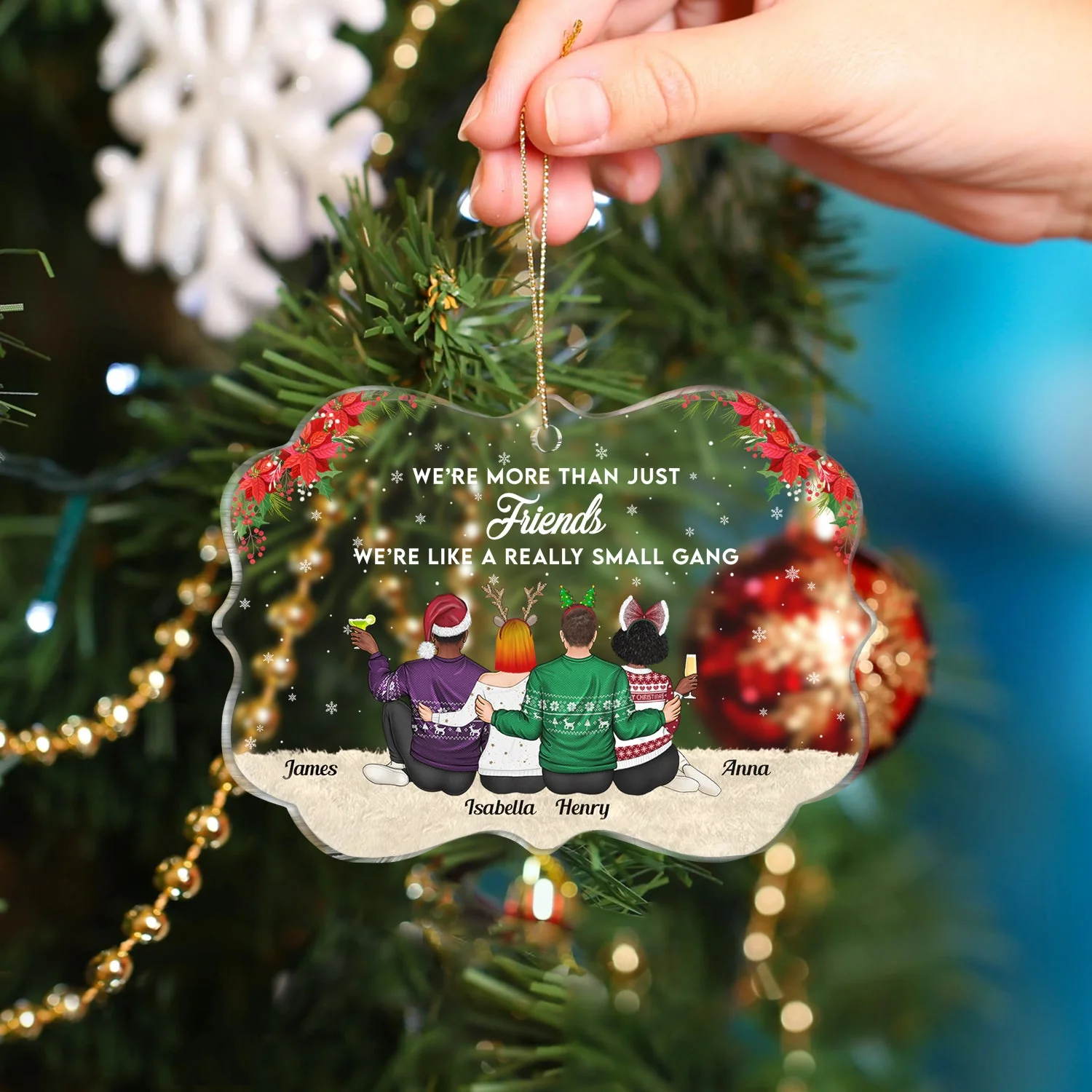Here's To Another Year Of Bonding Over Alcohol - Gift For Bestie, Sister, Women - Personalized Medallion Acrylic Ornament - Image 4