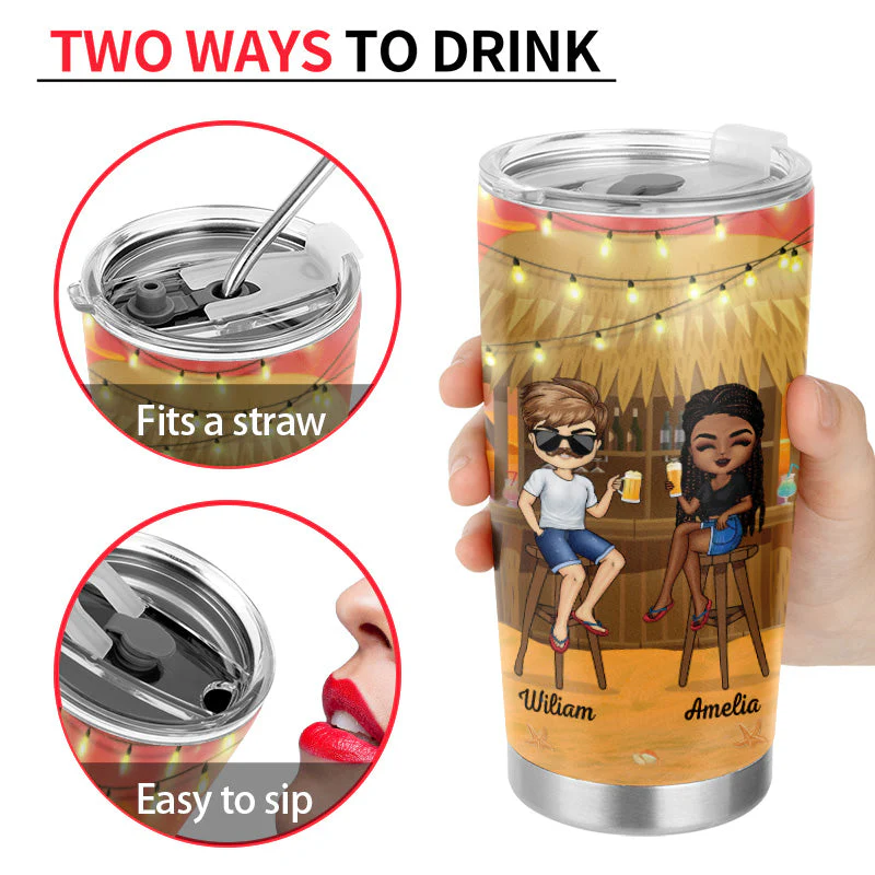 Here's To Another Year Of Bonding Over Alcohol Sunset Beach Summer Vacation Best Friends - Bestie BFF Gift - Personalized Custom Tumbler - Image 4