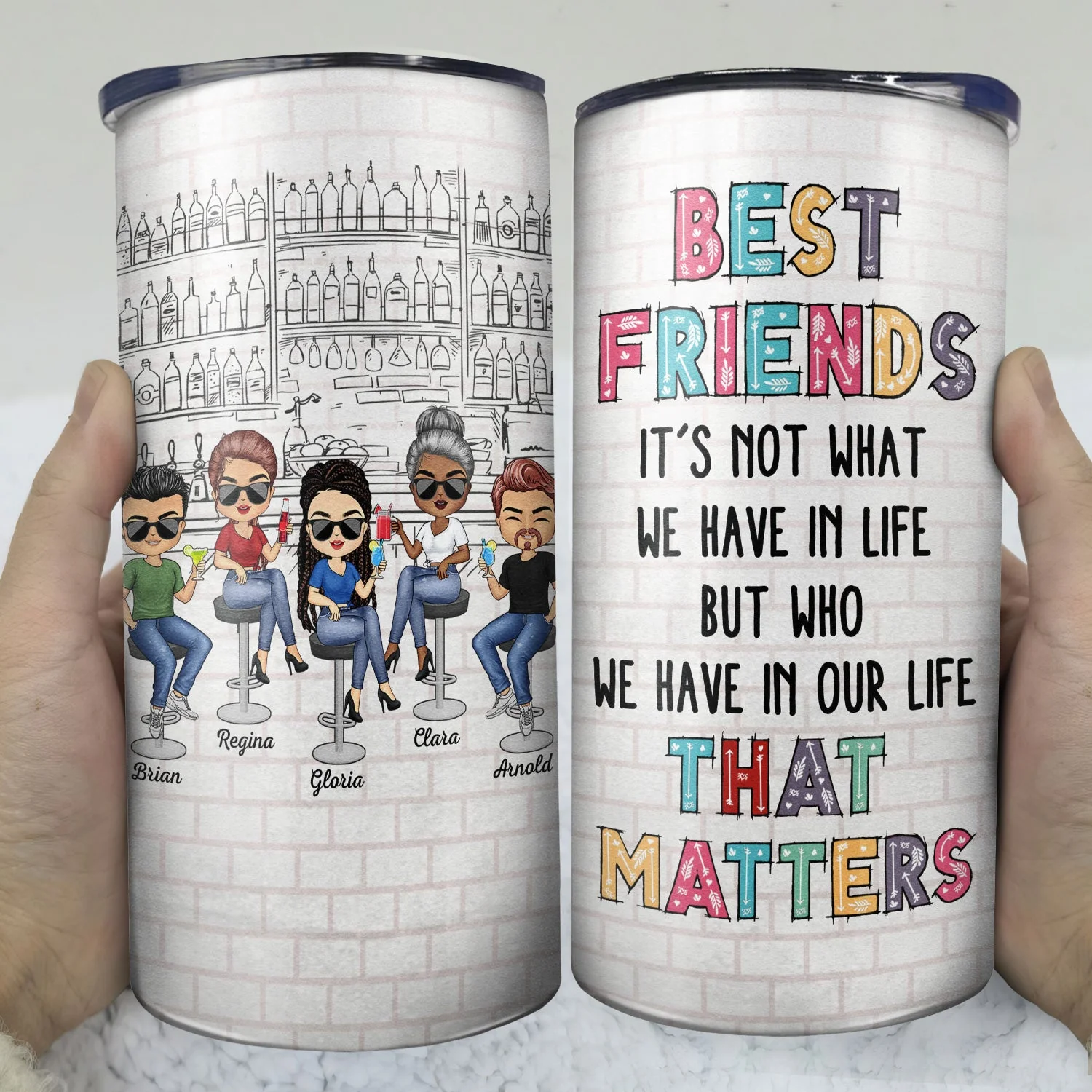 Here's To Another Year Of Bonding Over Alcohol White Best Friends - Bestie BFF Gift - Personalized Custom 4 In 1 Can Cooler Tumbler - Image 3