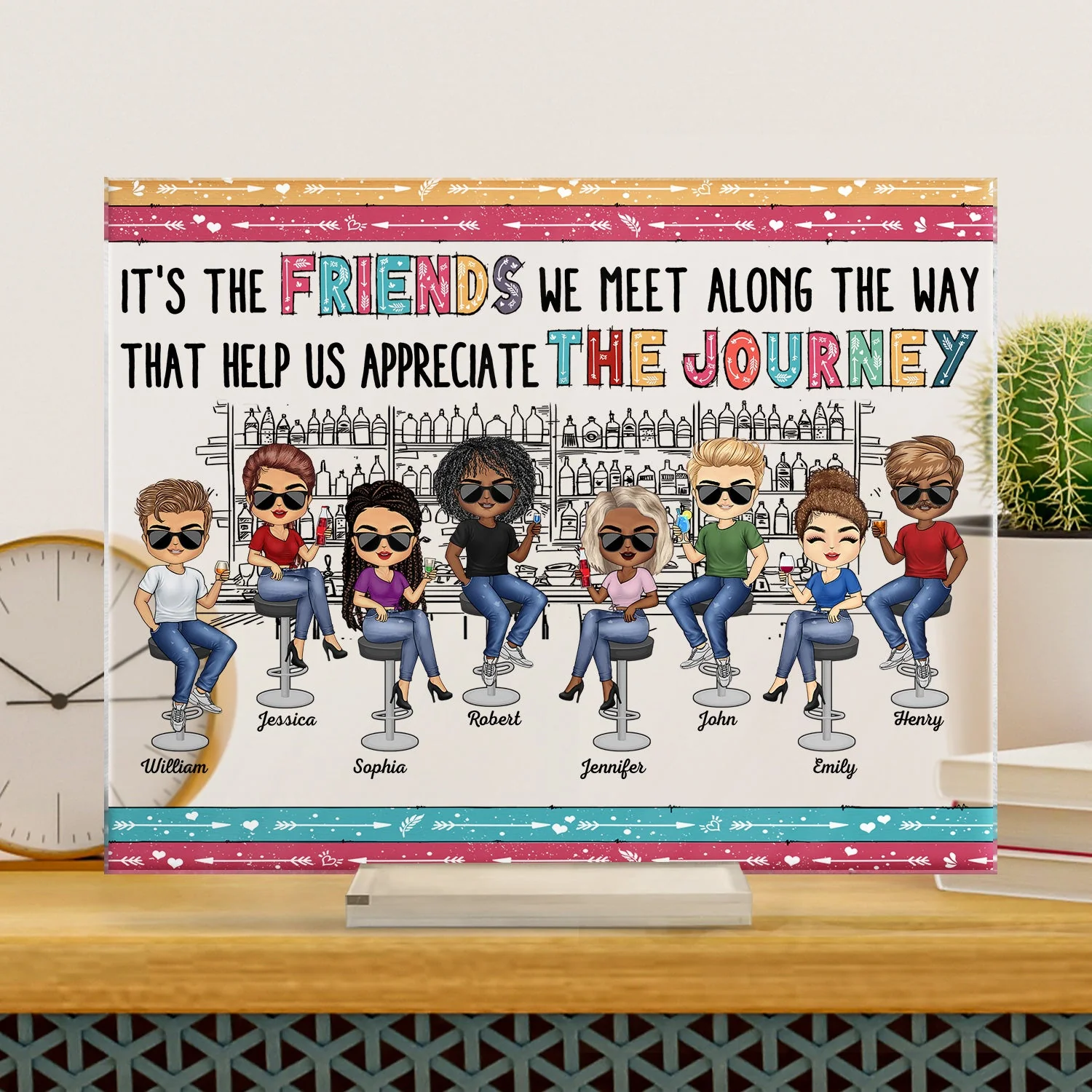 Here's To Another Year Of Bonding Over Alcohol White Best Friends - Bestie BFF Gift - Personalized Custom Horizontal Rectangle Acrylic Plaque - Image 3