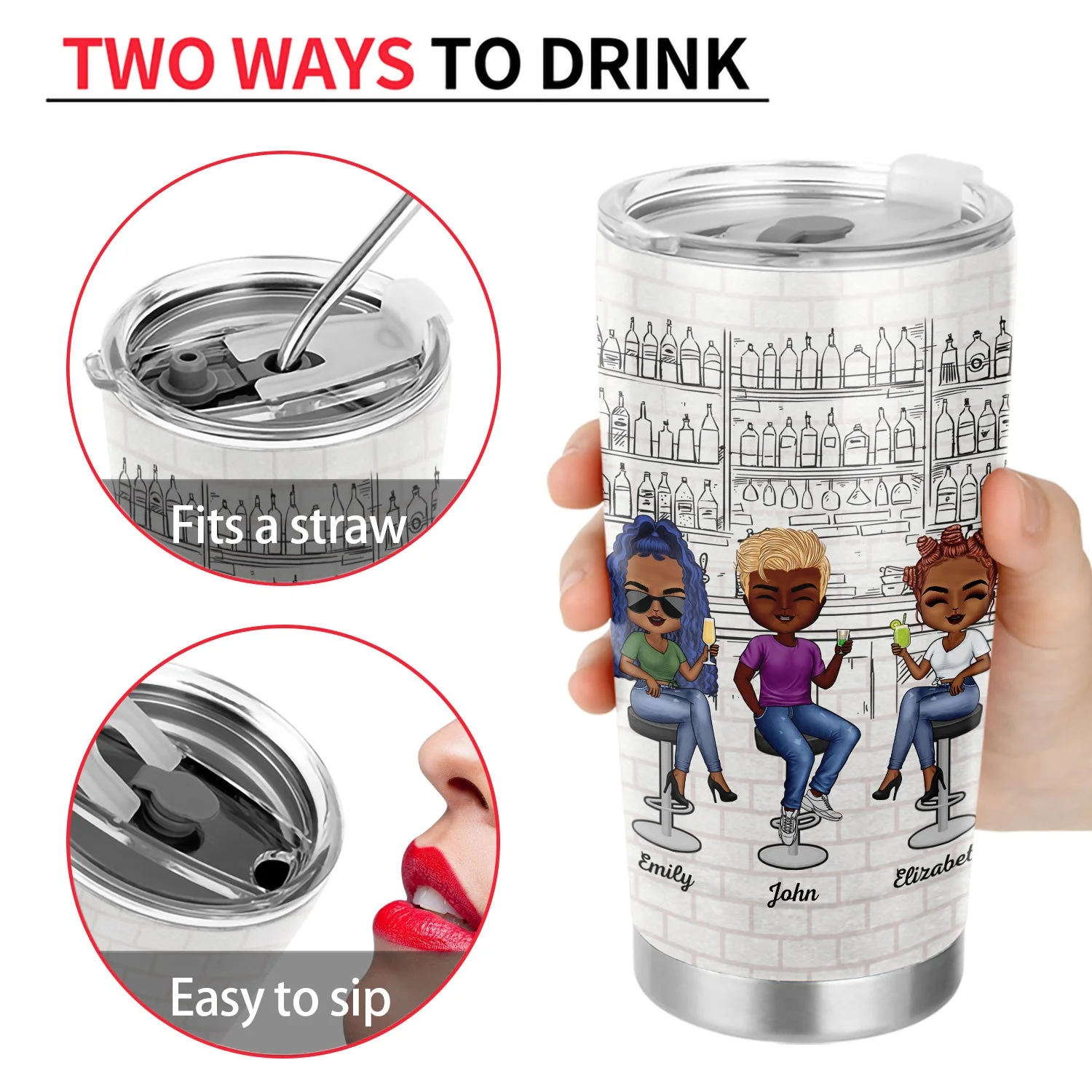 Here's To Another Year Of Bonding Over Alcohol White Best Friends Dark - Bestie BFF Gift - Personalized Custom Tumbler - Image 4
