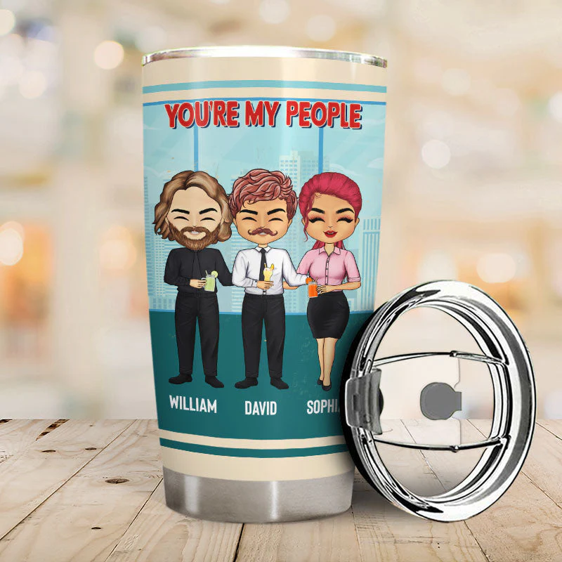 Here's To Another Year Of Laughing Gift For Co-Workers - Personalized Custom Tumbler - Image 2