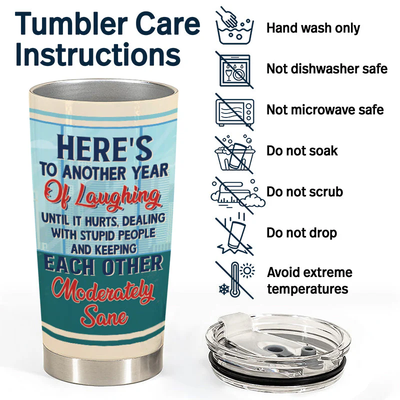 Here's To Another Year Of Laughing Gift For Co-Workers - Personalized Custom Tumbler - Image 5