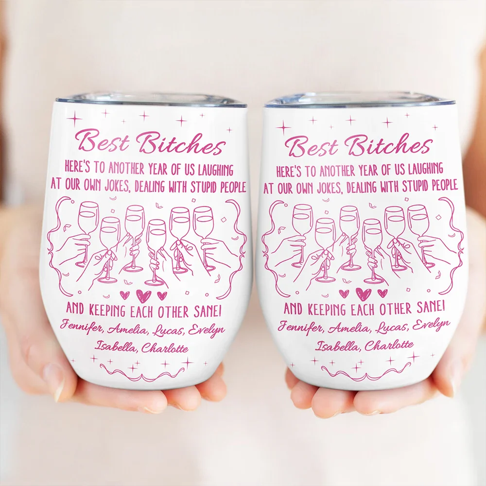 Here's To Another Year Of Us Cheers - Personalized Wine Tumbler - Image 3
