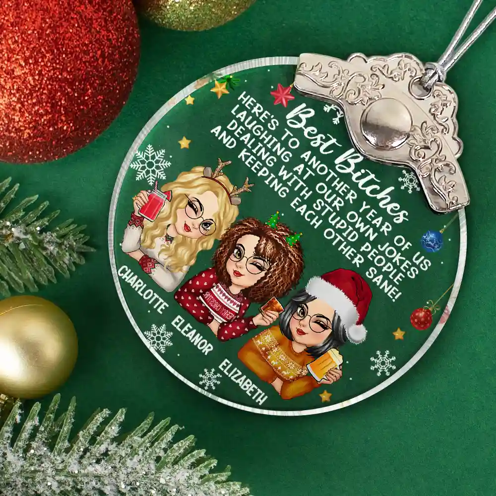 Here's To Another Year Of Us - Personalized Glass Ornament With Silver Cap - Image 2