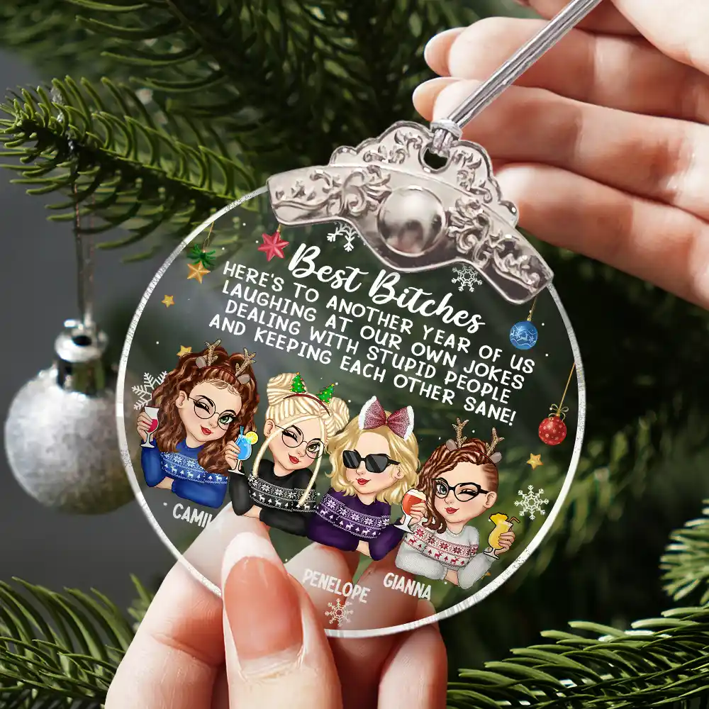 Here's To Another Year Of Us - Personalized Glass Ornament With Silver Cap - Image 3