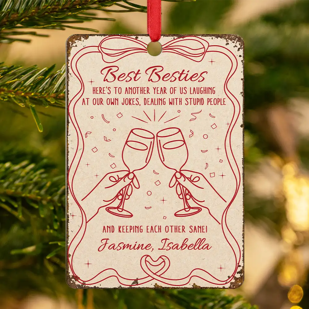 Here's To Another Year Of Us - Personalized Metal Ornament - Image 3