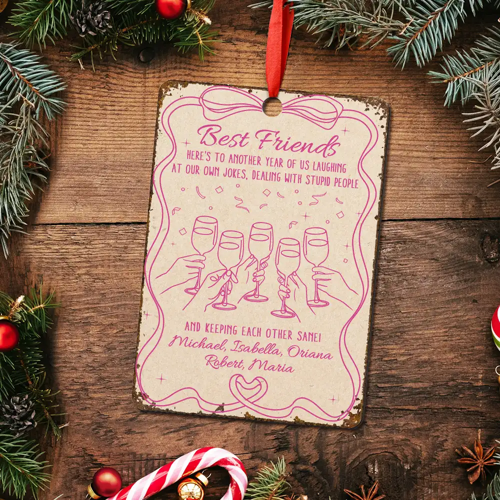 Here's To Another Year Of Us - Personalized Metal Ornament - Image 5