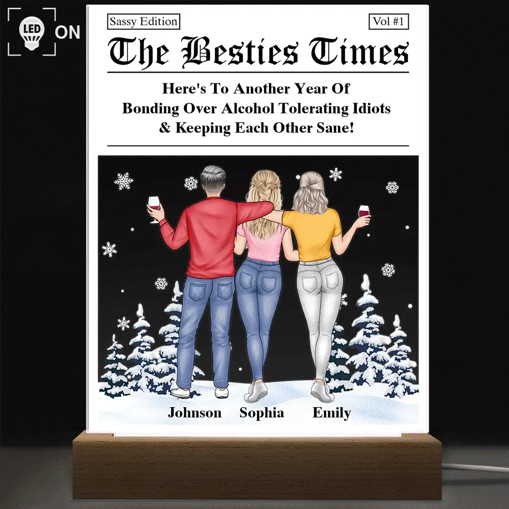Here's To Another Year Of Us The Besties Times - Personalized 3D Led Light Wooden Base - Image 2
