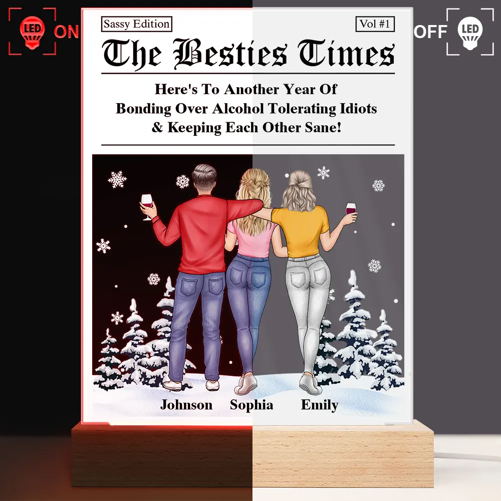 Here's To Another Year Of Us The Besties Times - Personalized 3D Led Light Wooden Base - Image 3
