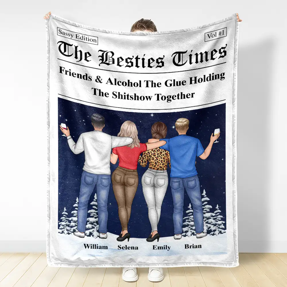 Here's To Another Year Of Us The Besties Times - Personalized Fleece Blanket, Sherpa Blanket - Image 3