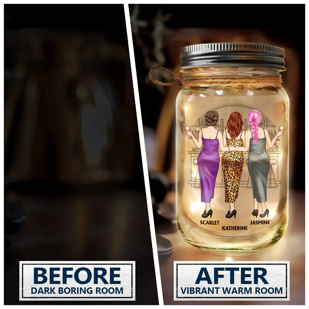 Here's To Being Friends Even When We're Old Besties - Personalized Mason Jar Light - Image 4