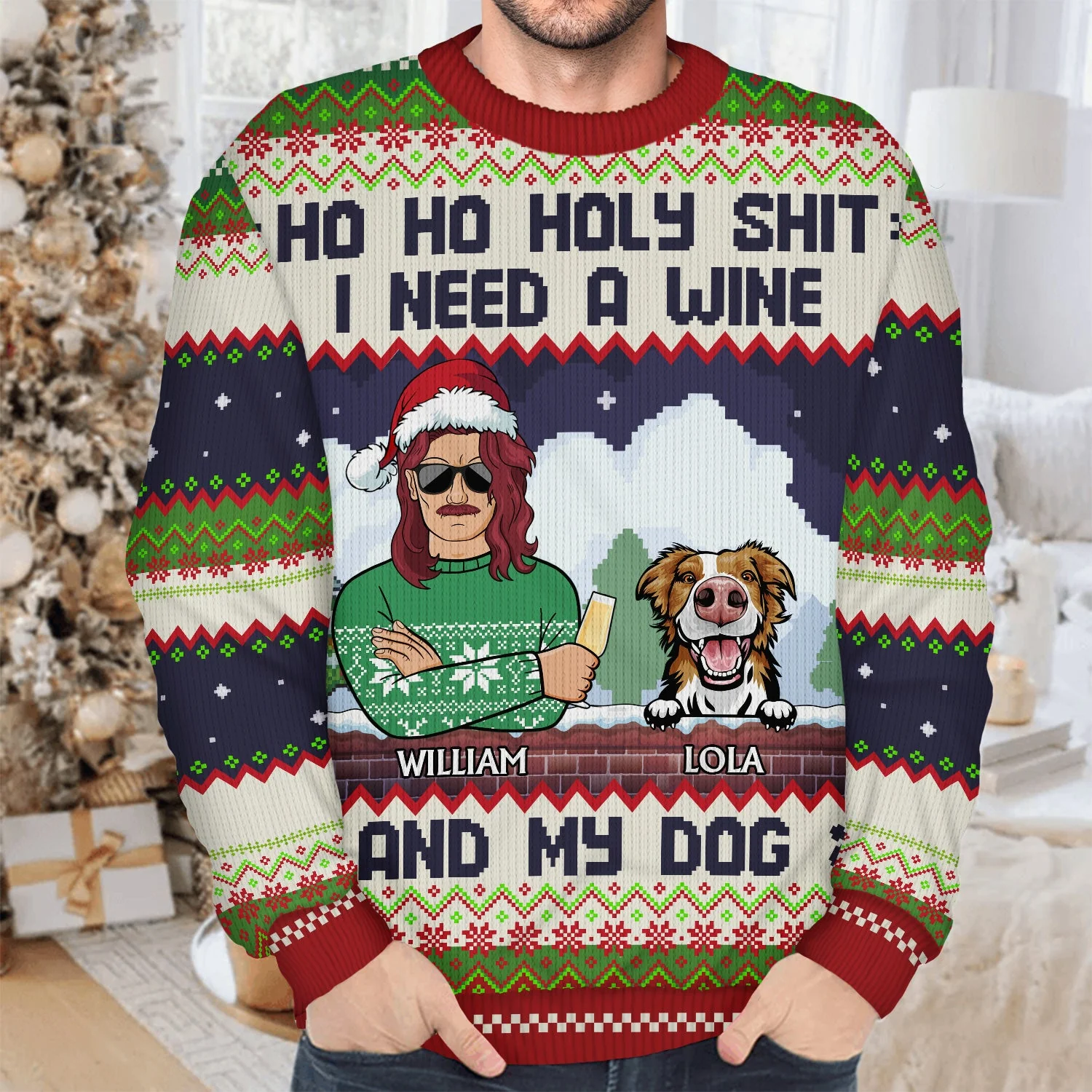 Ho Ho Holy I Need A Beer - Christmas Gifts For Dog Lovers, Dog Mom, Dog Dad - Personalized Unisex Ugly Sweater - Image 4