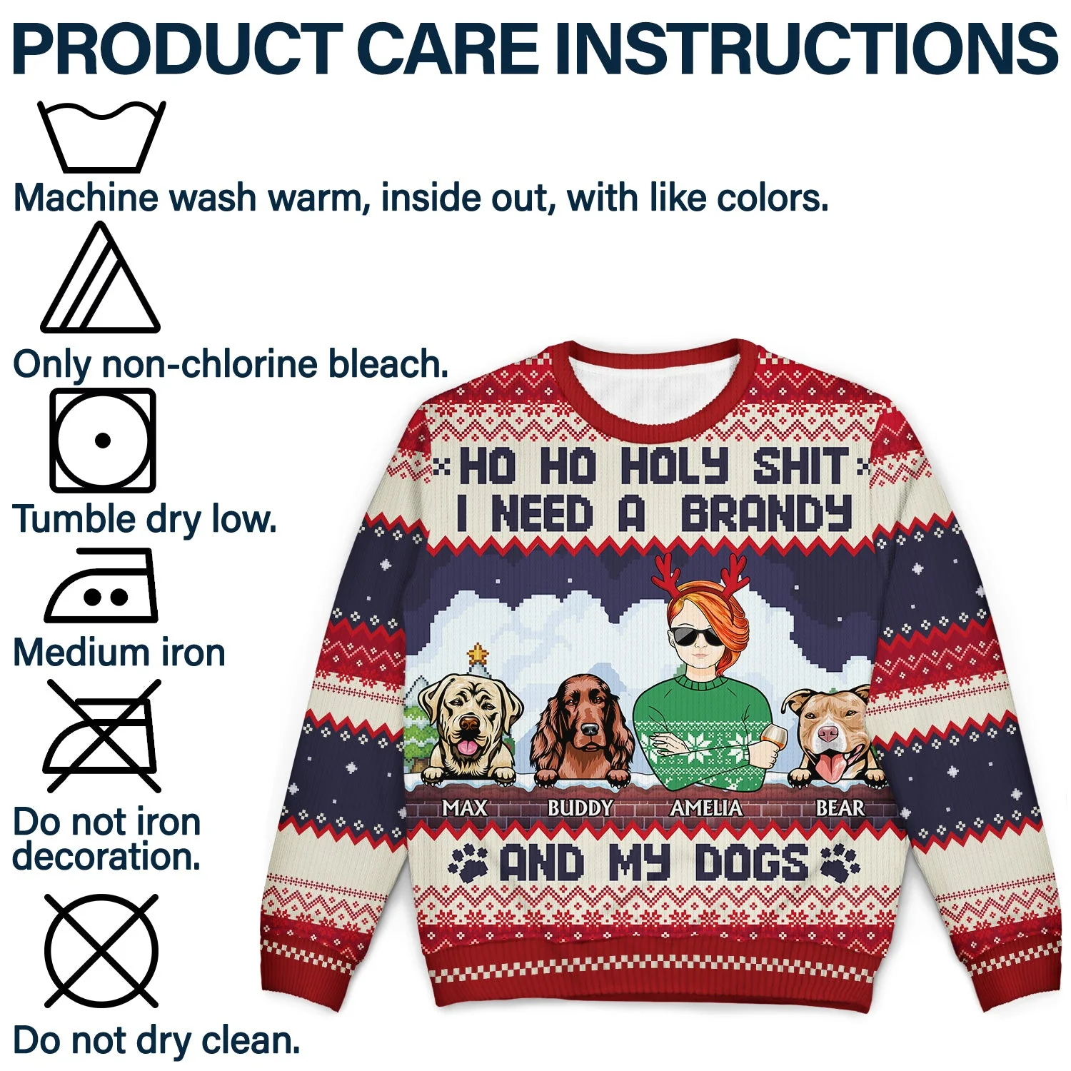Ho Ho Holy I Need A Beer - Christmas Gifts For Dog Lovers, Dog Mom, Dog Dad - Personalized Unisex Ugly Sweater - Image 7