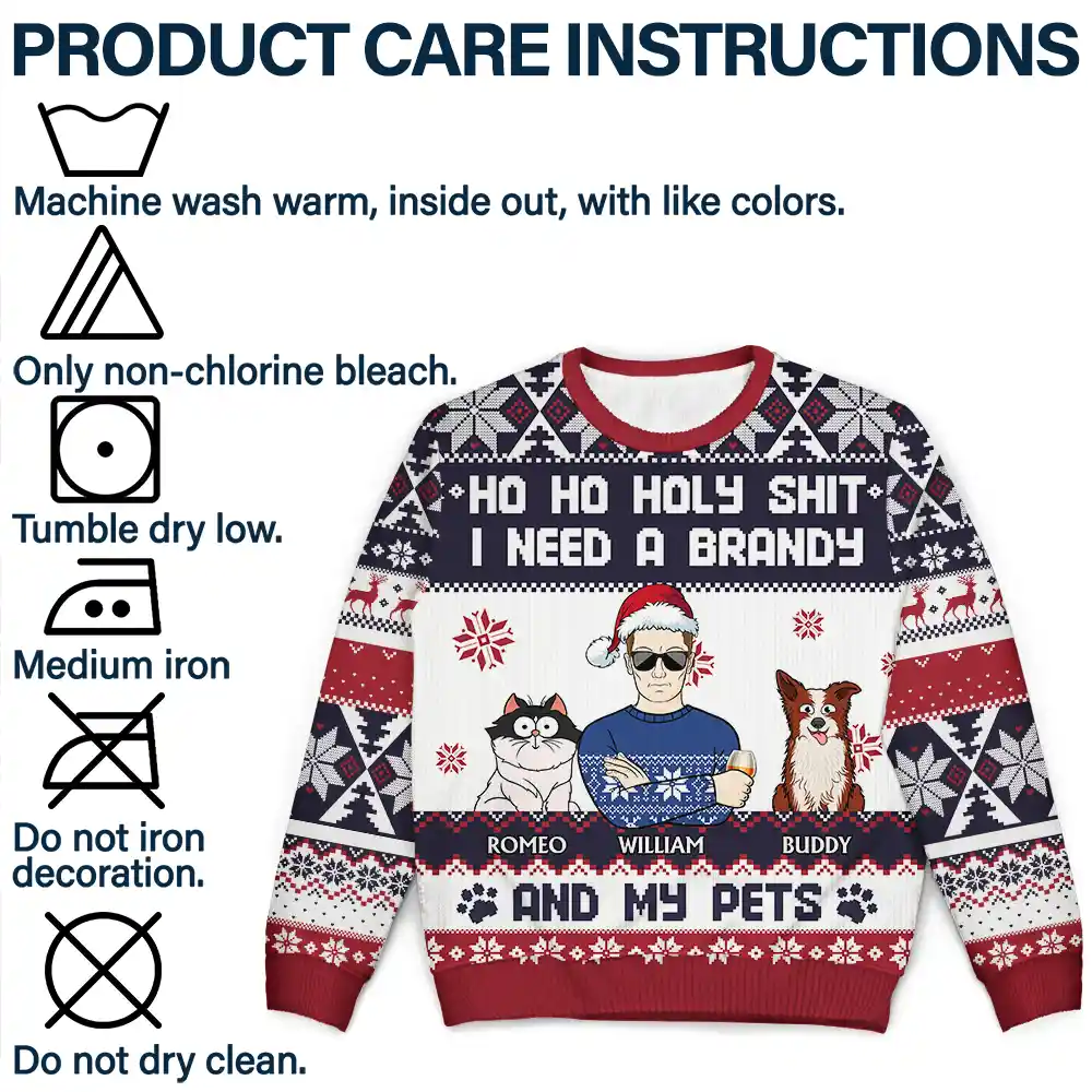 Ho Ho Holy I Need A Beer Dog Cat Christmas - Personalized Unisex Ugly Sweater - Image 7